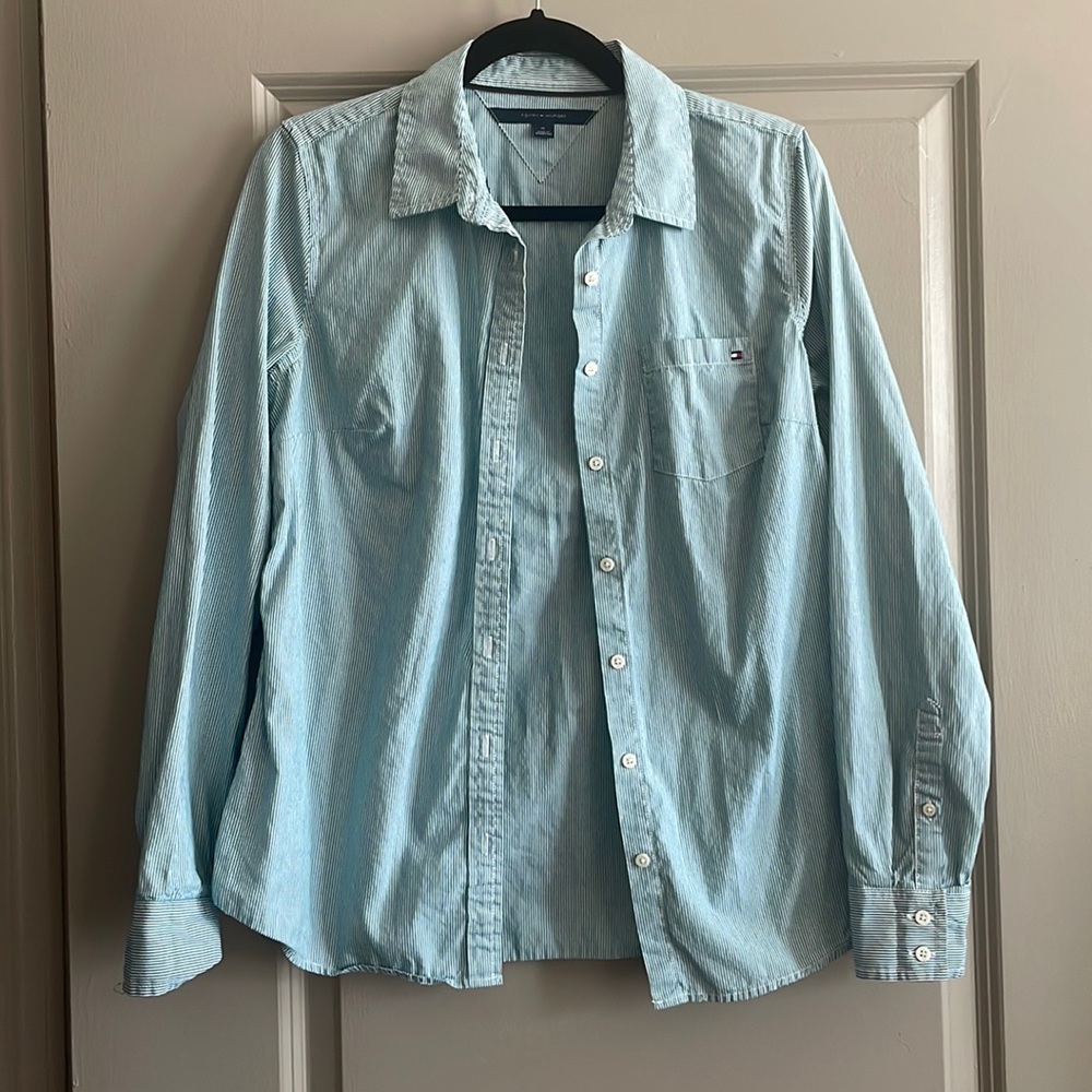 green striped button down